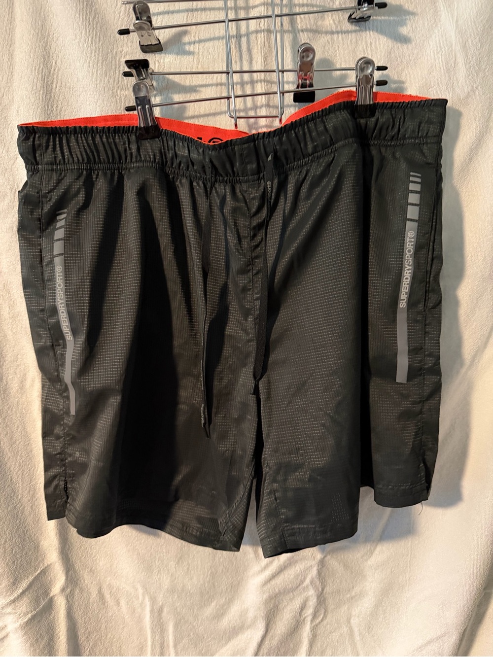 Superdry Black Athletic Shorts with Orange Inner Waistband